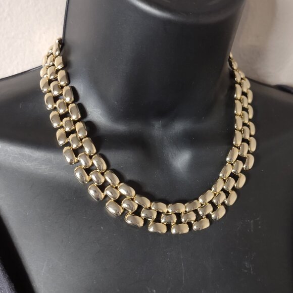 Vintage Gold Tone Panther Link Necklace - Picture 1 of 7